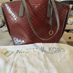 Michael Kors Shiny Maroon Tote